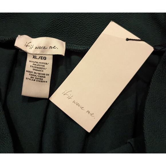 NWT If It Were Me Size XL Green Polyester Blend Women's Pleated Skirt Stretch V5 - Picture 2 of 3